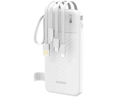 Dudao K11 10000mAh Powerbank su Built-in kabeliss – baltos spalvos