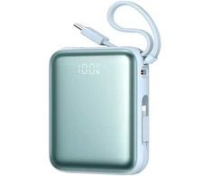 Joyroom JR-PBF27 22.5W 10000mAh Powerbank su dviem integruotais kabeliais – mėlynos spalvos