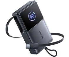 Joyroom JR-PR1 10000mAh 22.5W išorinė baterija su integruotu ištraukiamu USB-C laidu – juodos spalvos