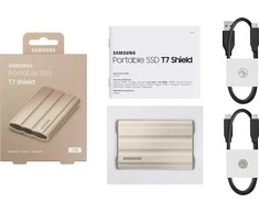 Išorinis kietasis diskas SSD Samsung T7 Shield USB 3.2 Gen 2 1TB, Smėlinės spalvos
