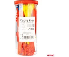 Plastikinių įvairiaspalvių kabelių raištelių rinkinys (1000 vnt. amio-04318)