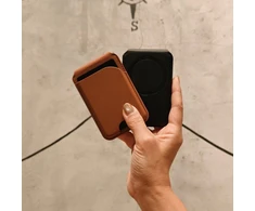 „Jabees“ magnetinė „Magsafe“ telefono piniginė 4 kortelėms su RFID užraktu ir stovu / „Magwallet“, saugi pilka