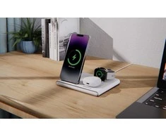 Jabees PowerGlow 4w1 Qi įkroviklis telefonui, išmaniesiems laikrodžiams, ausinėms, LED lempa, juodas (SB9618)