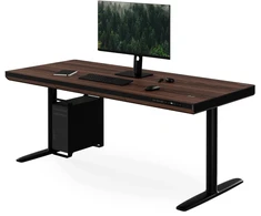 Jan Nowak Elektrinis reguliuojamo aukščio rašomasis stalas su stalčiumi ir belaidžiu Qi įkrovikliu, juodas/riešutmedis, 1600 mm: ELLIS (5907367514810)