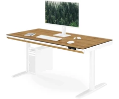 Jan Nowak Elektrinis reguliuojamo aukščio stalas su stalčiumi ir bevieliu Qi įkrovikliu, baltas/auksinio ąžuolo, 1400 mm: ELLIS (5907367514759)