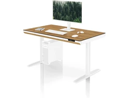 Jan Nowak Elektrinis reguliuojamo aukščio stalas su stalčiumi ir belaidžiu Qi įkrovikliu, baltas/auksinis ąžuolas, 1200 mm: ELLIS (5907367514674)