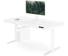 Jan Nowak Elektrinis staliukas su reguliuojamu aukščiu, stalčiumi ir belaidžiu Qi įkrovikliu, baltas, 1400 mm: ELLIS (5907367514698)