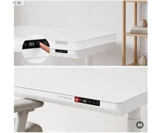Jan Nowak Elektrinis staliukas su reguliuojamu aukščiu, stalčiumi ir belaidžiu Qi įkrovikliu, baltas, 1400 mm: ELLIS (5907367514698)