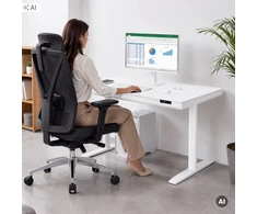 Jan Nowak Elektrinis staliukas su reguliuojamu aukščiu, stalčiumi ir belaidžiu Qi įkrovikliu, baltas, 1200 mm: ELLIS (5907367514612)