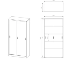 Jan Nowak Metalinė biuro spinta su stumdomomis durimis antracito/riešutų spalvos, 900 x 1850 x 400 mm: KUBA Eco* Design (5904405570494)