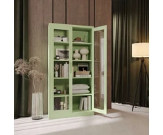 Jan Nowak Stiklinė vitrina AMELIA, 900 x 1850 x 400 mm, Fresh Style: pastelinė žalia