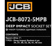 JCB Rinkinys nasadek udarowych głębokich 1'' 7el. (6-kątnych) (24-46mm)