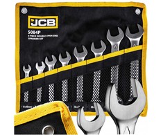 JCB 8 dalių plokščių veržliarakčių (8–24 mm) rinkinys ant lapo