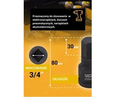 JCB Impact antgalio lizdas 32mm 3/4" (6 taškai)