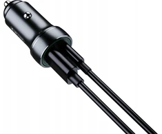 JELLICO automobilinis įkroviklis F4 PD 20W 1xUSB-C + 1xUSB QC3.0 + laidas „Lightning“ Juodas
