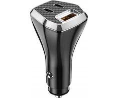JELLICO car charger F15 PD 88,5W 2xUSB-C + 1xUSB QC3.0 Juodas