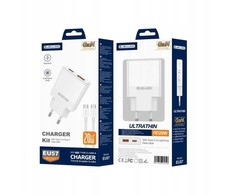 JELLICO sieninis įkroviklis EU57 PD 20W 1xUSB-C + 1xUSB QC3.0 + laidas USB-C - USB-C Baltas