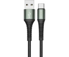 Jellico B12 Neilona Pīts Universāls USB-C uz USB Datu &amp; Ātrās 3.1A Uzlādes kabelis 2m Melns