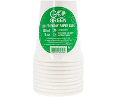 Gogreen Go Žalios ekologiškos stiklinės 250 ml 10 vnt. baltos