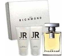 Set John Richmond: John Richmond Natural Hydrating Losjonas kūnui, 50 ml + Juodas Metal Natural Cleansing Dušo želė, 50 ml + John Richmond Eau De Parfum For Women, 100 ml