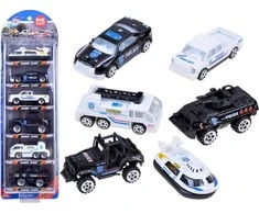 Jokomisiada Metaliniai automobiliai, 6 PCS policijos rinkinys Springs