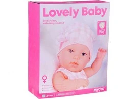 Jokomisiada Baby Doll Newborn dėvi rožinės spalvos kepurės suknelę + triušis ZA 5007 RO