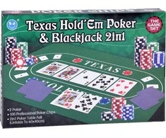 Jokomisiada Kortų žaidimo „2in1“ pokerio ir „BlackJack“ žetonų rinkinys + kortos + lenta GR0706