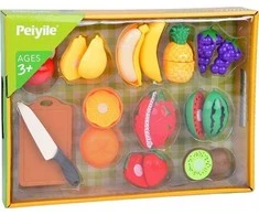 Jokomisiada Plastikinė vaisių pjaustymo lenta + peilis virtuvės žaidimų rinkinys ZA5248