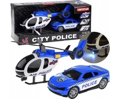 Jokomisiada Policijos transporto priemonių rinkinys Auto Helicopter Sound Light ZA4626