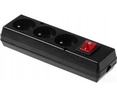 Jonex trijų krypčių nešiojamasis lizdas 16A 2P+Z 250V su jungikliu juodas GN-370WS
