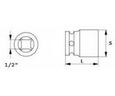 JONNESWAY ILGAS POVEIKIS LIZDAS 6 KAMPAS 1/2" 22mm CR-MO