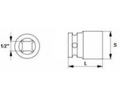 JONNESWAY 6 ŠALINIS SUDĖGIMO LIZDAS 1/2" 30 mm CR-MO