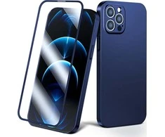 Joyroom 360 priekinis ir galinis dangtelis telefonui Apple iPhone 13 Pro Max + apsauginis ekrano stiklas mėlynos spalvos (JR-BP928 mėlynos spalvos)