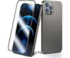 Joyroom 360 priekinis ir galinis dangtelis telefonui Apple iPhone 13 Pro Max + apsauginis ekrano stiklas pilkas (JR-BP928 tranish)