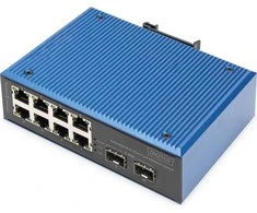 Šakotuvas Jungiklis Digitus DIGITUS Industrial 8+2-Port Fast Ethernet Switch 8 Port FE RJ45 2 GE SFP prievadai