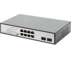 Šakotuvas Assmann Electronic DIGITUS 8 Port Gigabit Switch 8xRJ45 6xPoE + 2G SFP 180W 802.3 af/at/bt standarto palaikymas