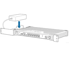 Juniper Networks SRX300 montavimas į stelažą (su adapterio padėklu)