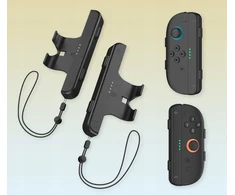 JYS 2x „Joycon Joy-con“ vertikalios rankenos + dirželis „Nintendo Switch 2“ / „NSW 2“ / juodas