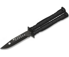 K25 drugelio peilis K25 02131 Balisong juodas