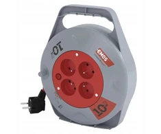 Kabelio ritė Emos P19410N 10m 4 lizdai PVC 230V 10A 1mm2 IP20 raudona/juoda