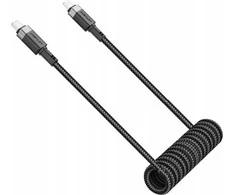 Acefast C14-03 USB-C – USB-C Spring kabelis 480Mb/s 3A 1.2m – Juodos spalvos