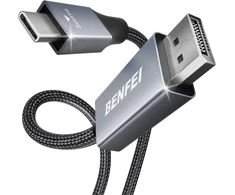 Baseus BENFEI USB-C į DisplayPort jungtį jungiantis kabelis 0,9 m, 8K 60Hz 4K 144Hz, pilkas