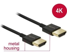 DELOCK kabelis didelės spartos HDMI su eternetu – HDMI-A kištukas > HDMI-A vyriškas 3D 4K 4,5 m Active Slim Premium