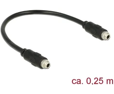 KABELIS AUDIO MINIJACK 3.5MM F/F 3 PIN 0.25M JUODA DO PANELU DELOCK