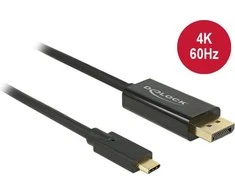 DELOCK Cable USB Type-C male > Displayport male (DP Alt Mode) 4K 60 Hz 1 m juodas