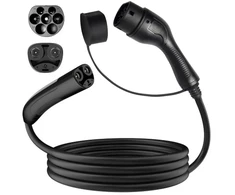 „EV Charge AUX1675T2 Premium EU CE“ universalus kabelis, 11 KW 16A, 2 tipo į 2 tipą, 7,5 m, juodas