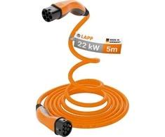 Kabelis EV HELIX Type 2 LAPP 22kW 32A oranžinis 5m