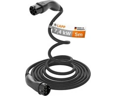 Lapp Mobility Automobilių įkrovimo kabelis LAPP 2 tipo Helix, iki 7,4 kW, 5 m, juoda (555935002)
