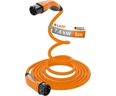 Lapp Mobility Automobilių įkrovimo kabelis LAPP 2 tipo Helix, iki 7,4 kW, 5 m, oranžinis (555935014)