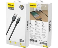 Dudao 3A 30W L3SL USB-A – Lightning kabelis Braided 1.2m – juodos spalvos